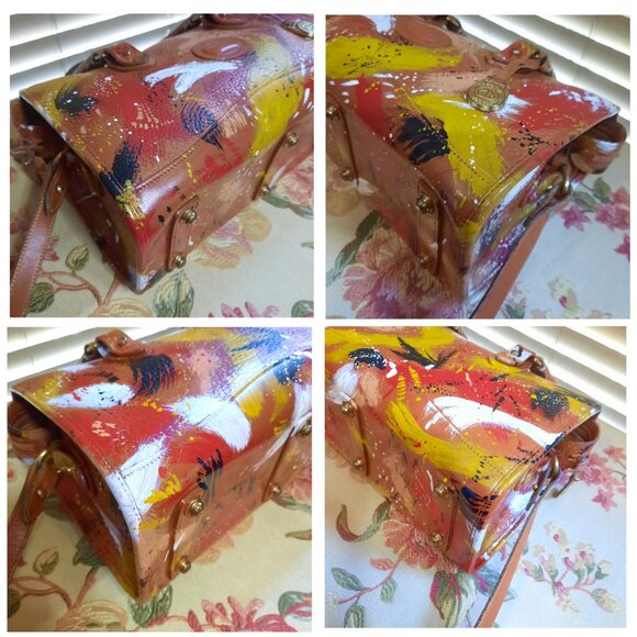 Vintage Dooney & Bourke Dipinta Inspired Hand Painted Satchel Shoulder Bag - Picture 7 of 15